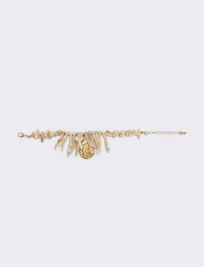 Bracciale in coralli e conchiglia - Beige