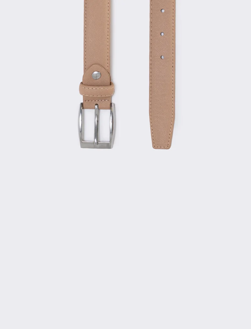 Cintura saffiano uomo elegante e versatile - Beige