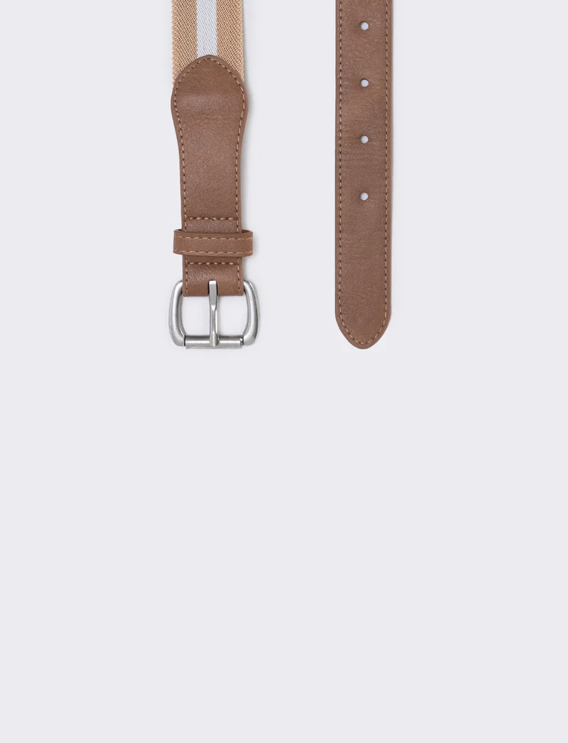 Cintura elastica a righe stilosa - Beige