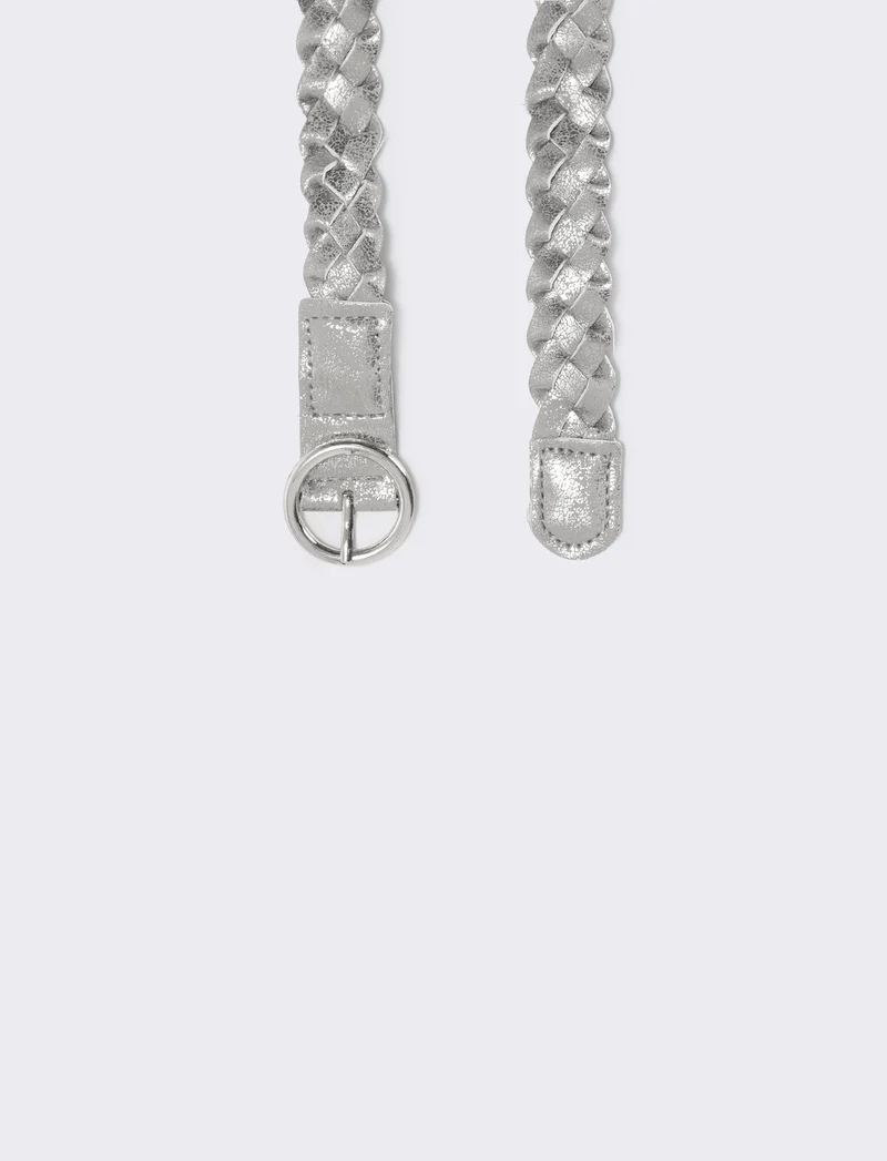 Cintura intrecciata metallizzata elegante - Argento