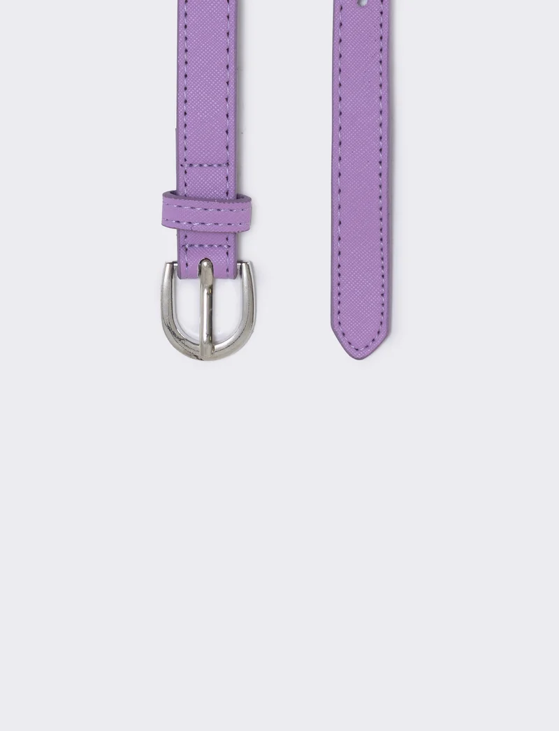 Cintura saffiano con fiorellini colorati - Lilla
