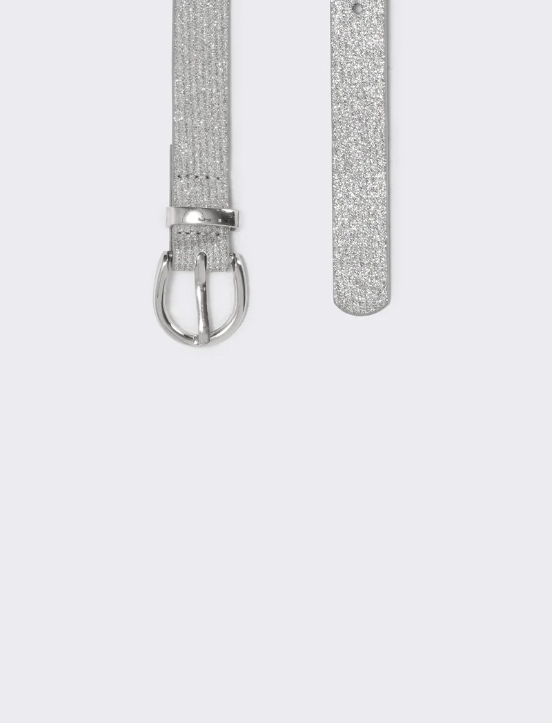 Cintura lurex con passante in metallo - Argento