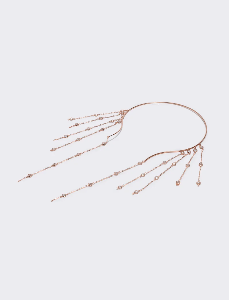 Collana semirigida con strass eleganti - Oro rosa