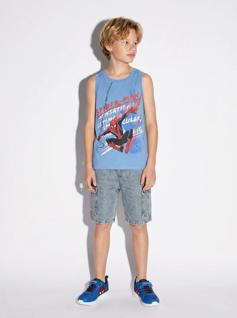 Canotta divertente con Super-Man e Stitch - Azzurro