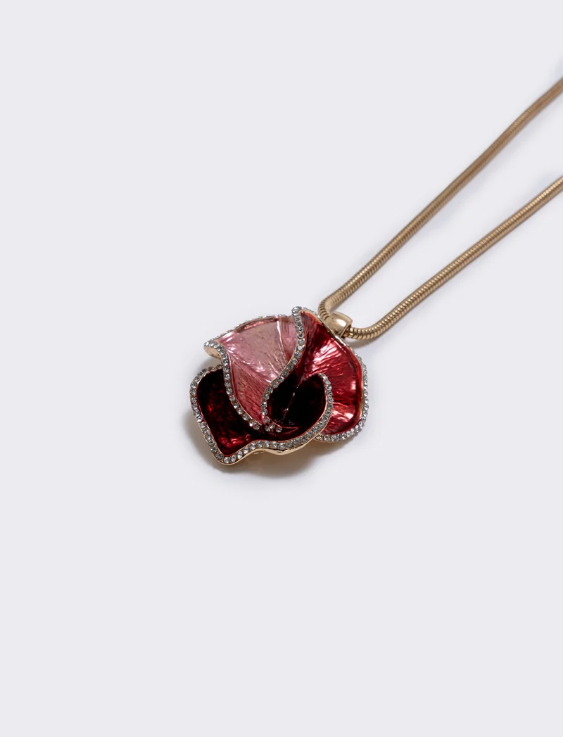 Collana lunga con fiore sfumato elegante - Oro