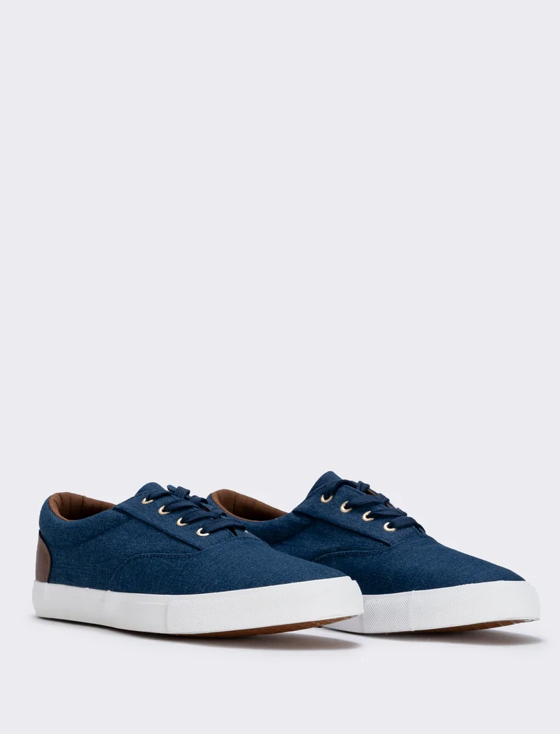 Scarpe stringate da uomo in tela colorate - Blu