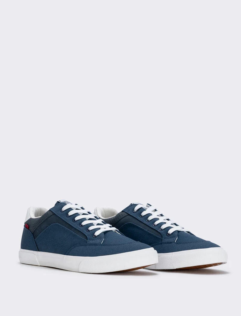 Sneakers in tela uomo con dettagli a contrasto - Blu