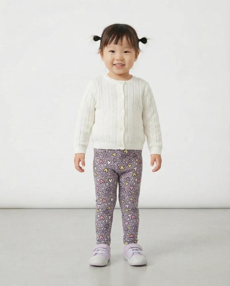 Leggings in jersey elastico a fantasia - Lilla