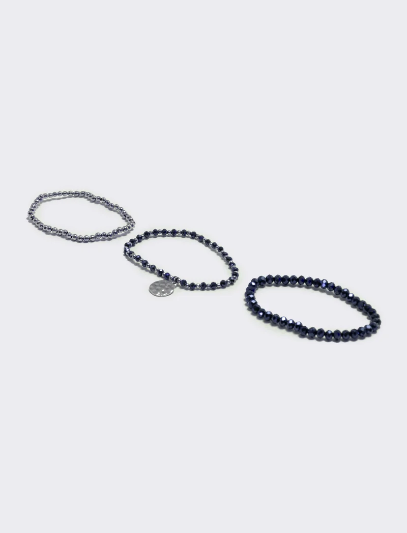 Bracciale tre fili con medaglina - Blu