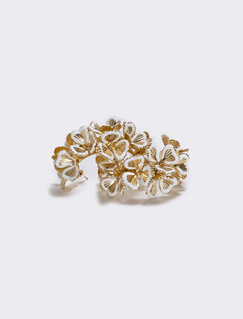 Orecchini Fiori a Mezzo Cerchio - Bianco