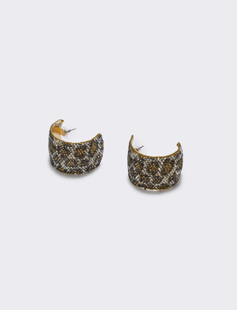 Orecchini leopardati con strass eleganti - Moro