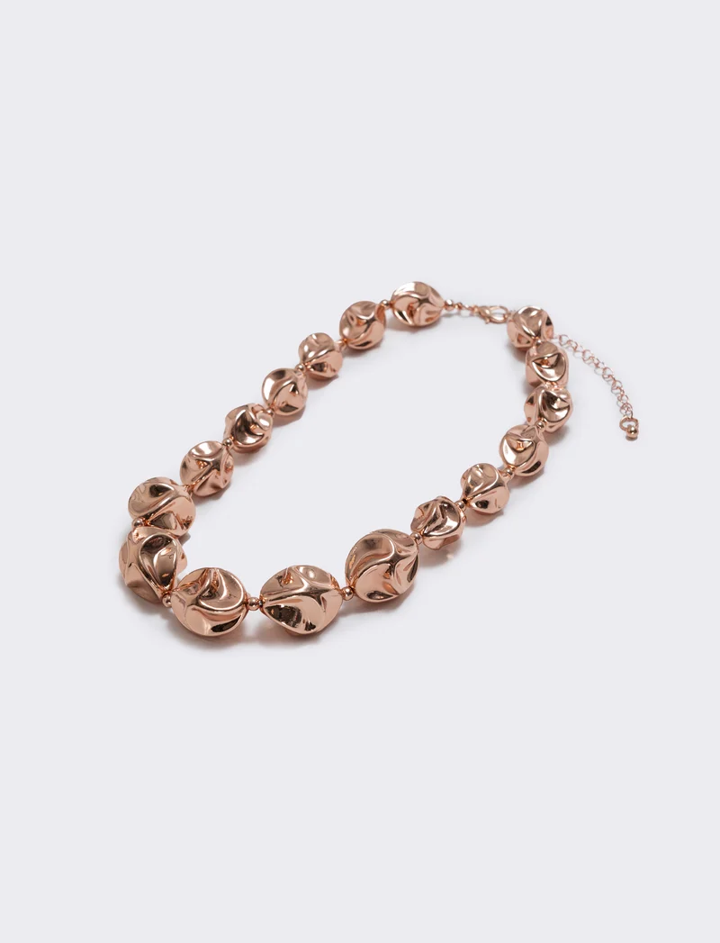 Collana di palline martellate - Oro rosa