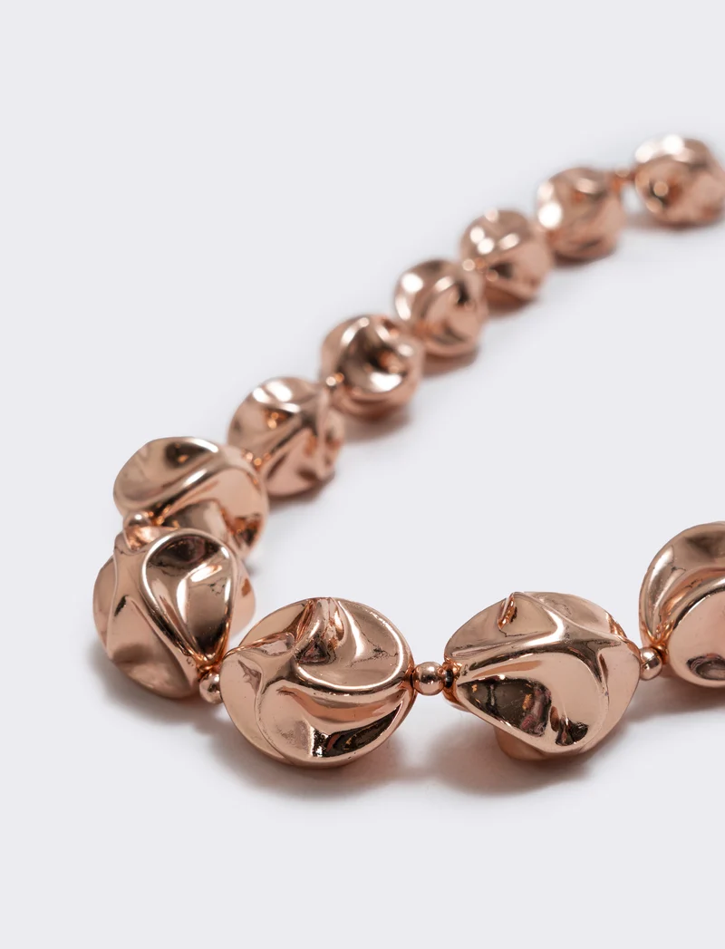 Collana di palline martellate - Oro rosa