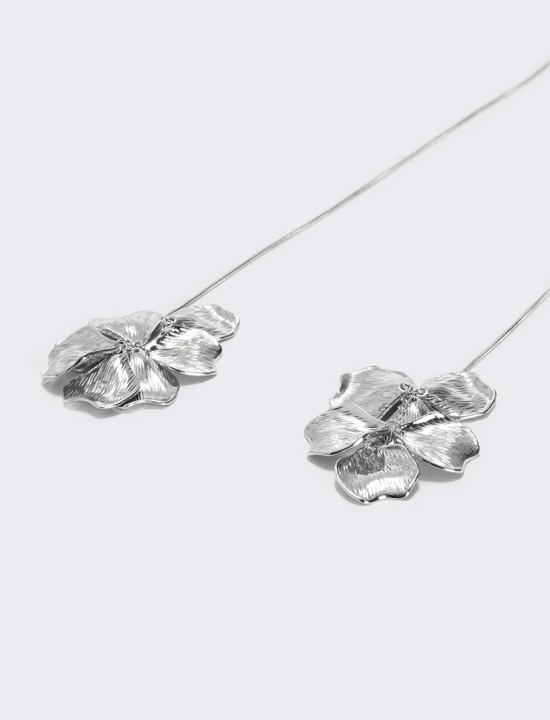 Collana saliscendi con petali eleganti - Argento