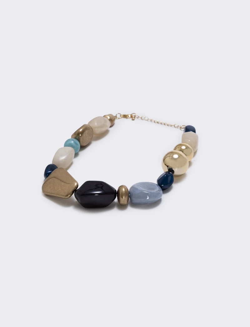 Collana di pietre in forme diverse - Blu