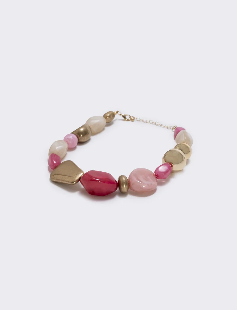 Collana di pietre in forme diverse - Rosa