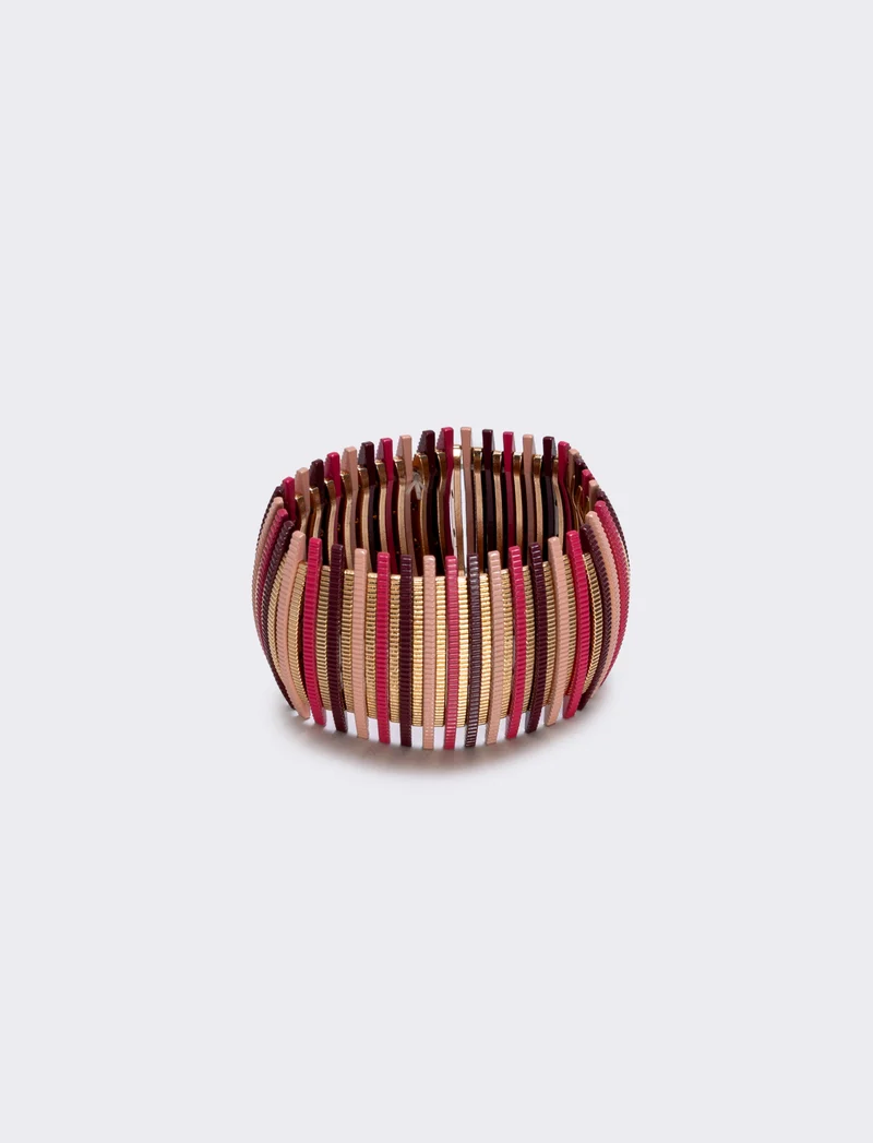 Bracciale elastico con barrette colorate - Rosa