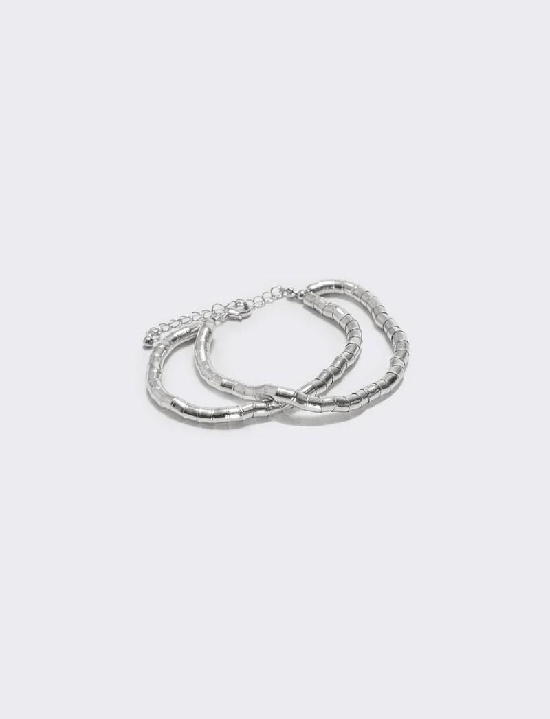 Bracciale doppio filo effetto snake - Argento