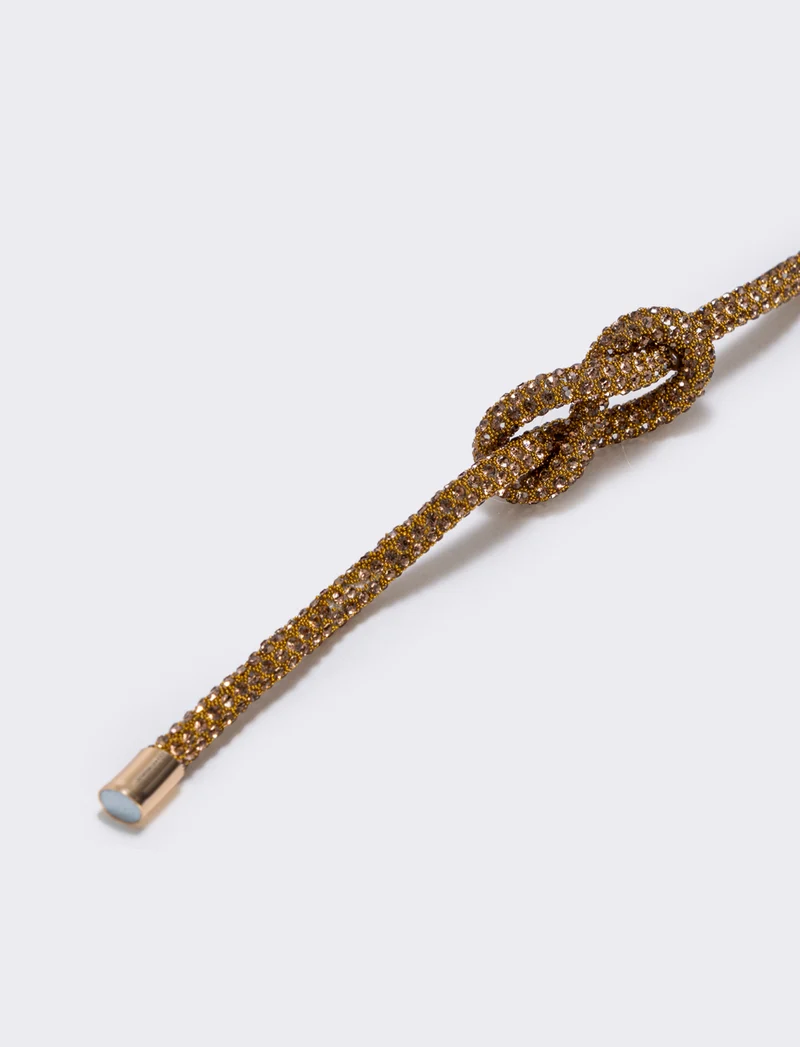 Bracciale strass con nodo tubolare - Marrone