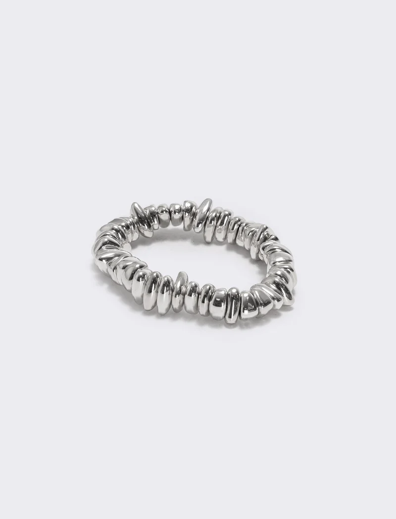 Bracciale elastico con pepite asimmetriche - Argento