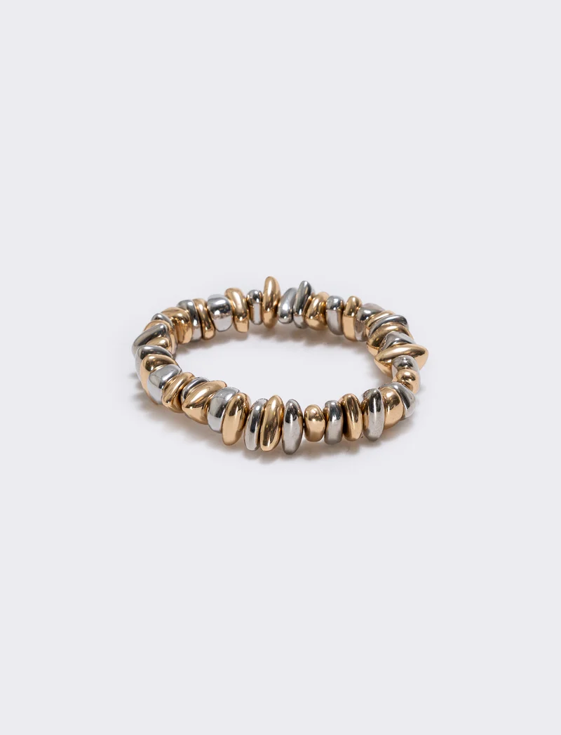 Bracciale elastico con pepite asimmetriche - Oro