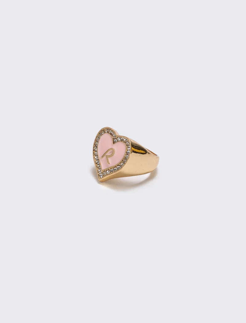 Anello cuore smaltato con strass - Var 6