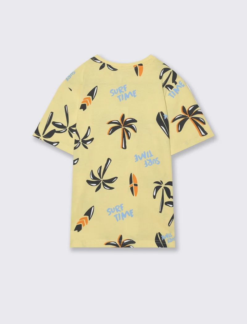 T-shirt fantasia mezza manica per il mare - Giallo