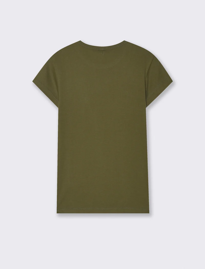 T-Shirt Cotone Manica Corto Girocollo - Kaky 1