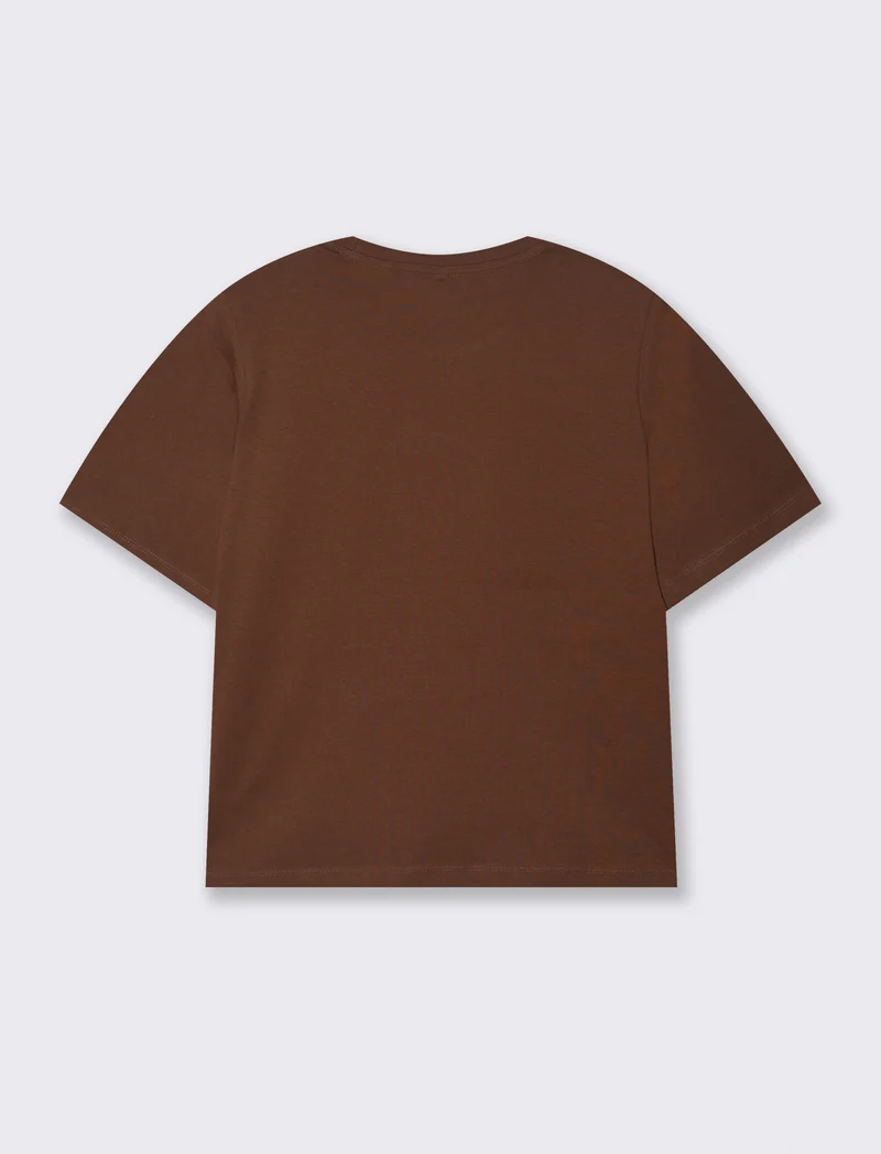 T-Shirt Basica con Spalline - Marrone cioccolato