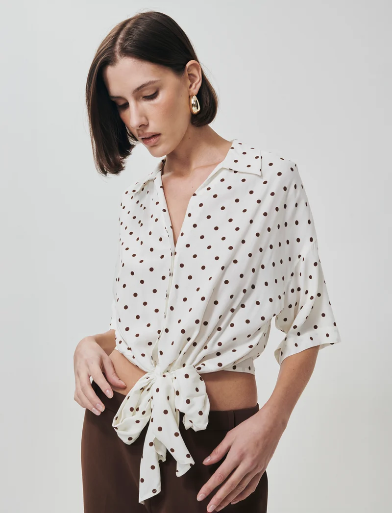 Camicia Stampata Mezza Manica con Nodo - var 2