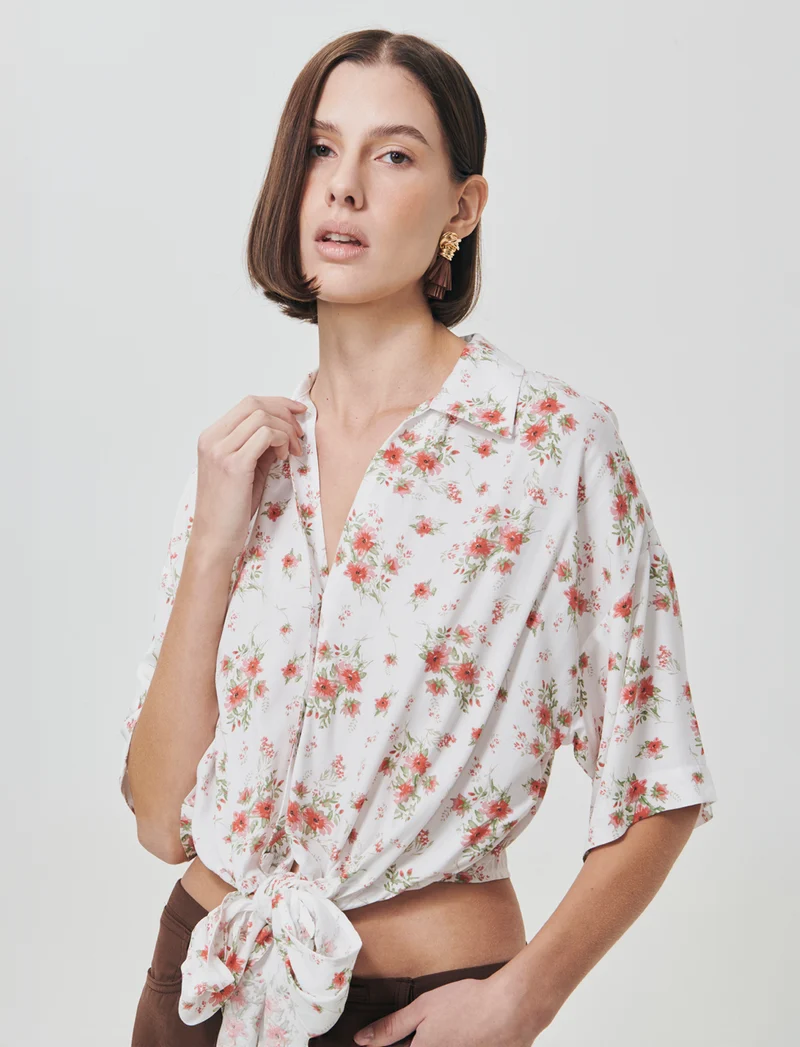Camicia Stampata Mezza Manica con Nodo - var 1