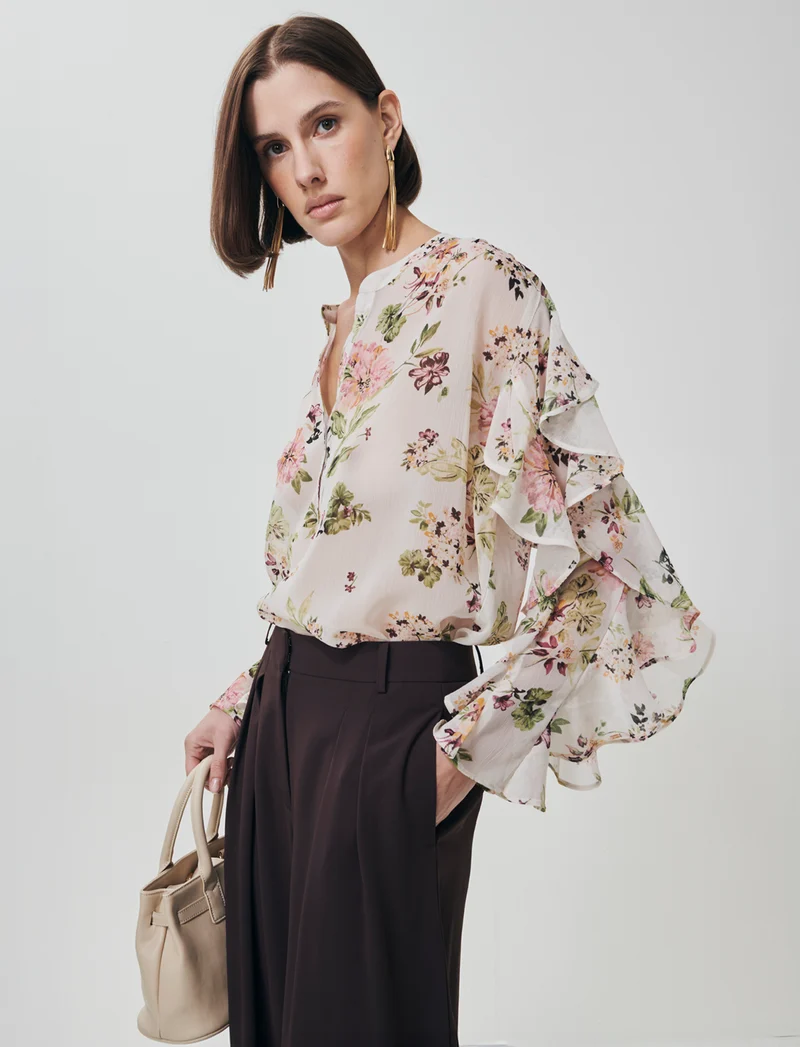 Blusa con rouches e scollo a V - var 1