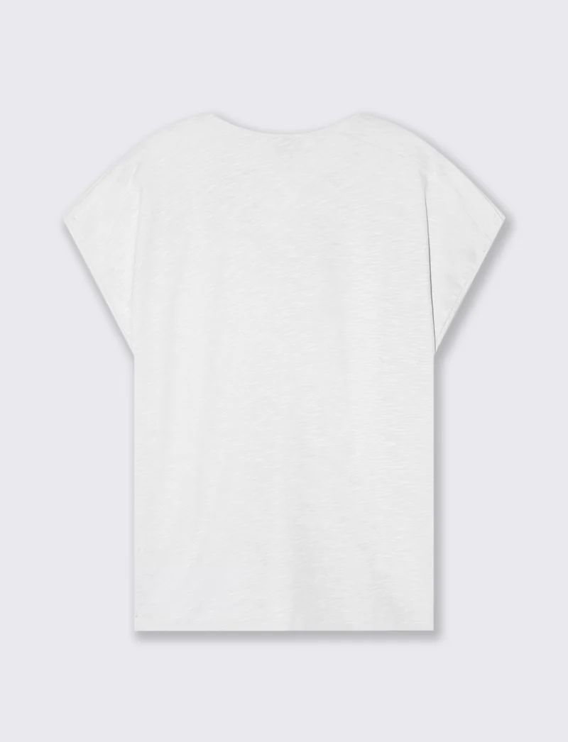 T-Shirt Mezza Manica Scollo Serafino - Bianco