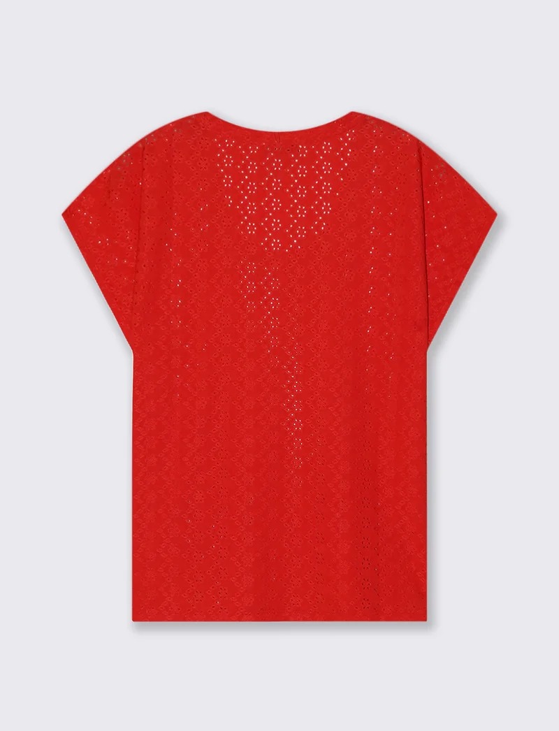 T-Shirt Girocollo a Maniche Corte Fit Morbido - Corallo