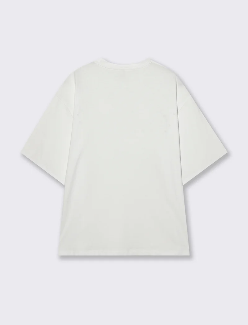 T-Shirt Manica Corta con Strass - Bianco