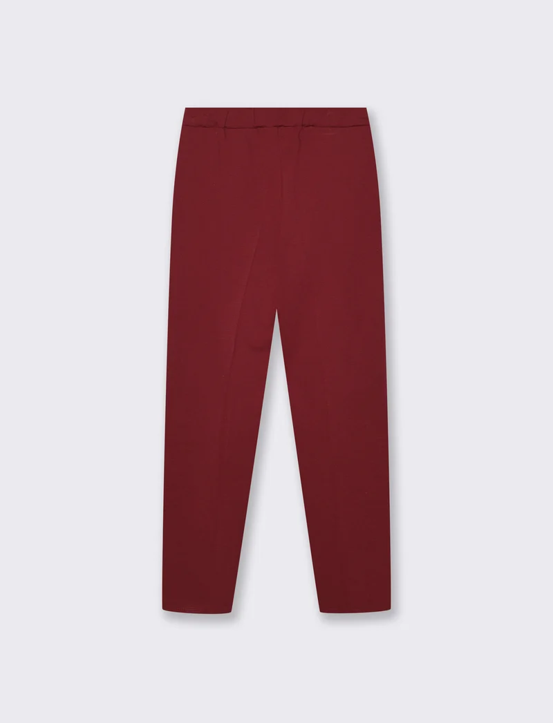 Pantalone elegante con taglio dritto, pieghe frontali e cintura rivestita - Bordeaux