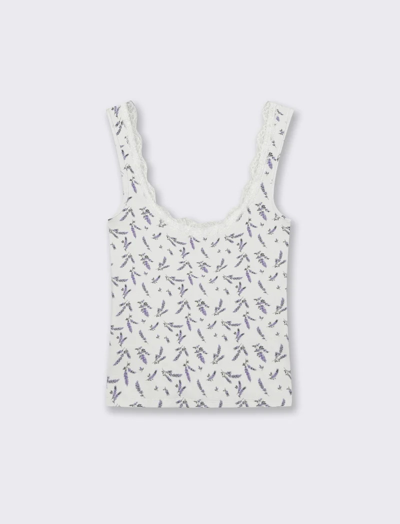 Top in cotone con scollo madonna e fiocco - var 1