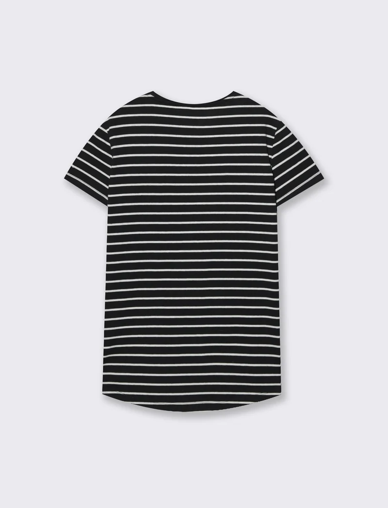 T-Shirt in Cotone Manica Corta Rigata - var 2