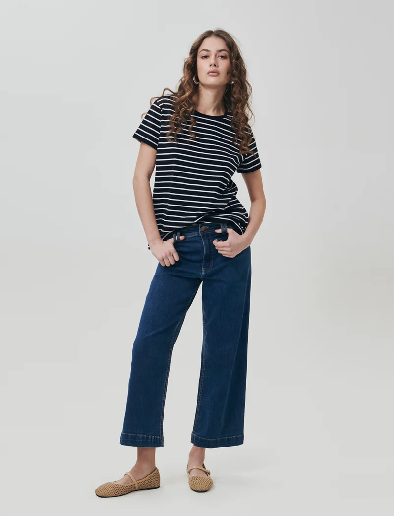 T-Shirt in Cotone Manica Corta Rigata - var 2