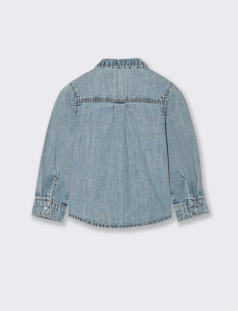 Camicia in denim con rouches e tasche - Denim