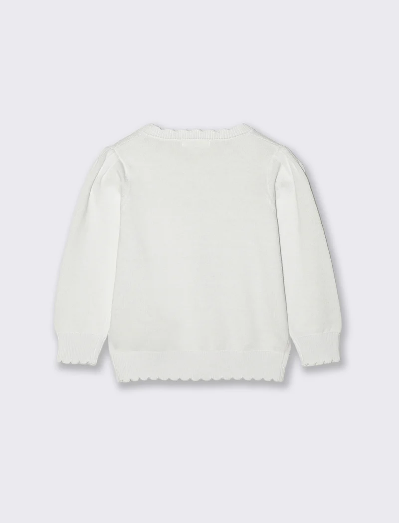 Cardigan basico con bottoni frontali - Bianco