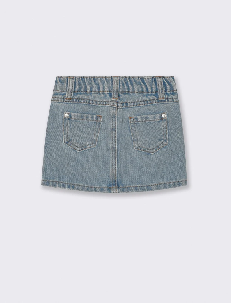 Gonna di jeans basica con tasche quotidiane - Denim chiaro