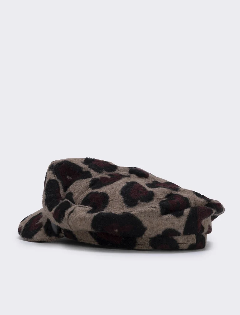 Cappello berrettone donna leopardato - Bordeaux