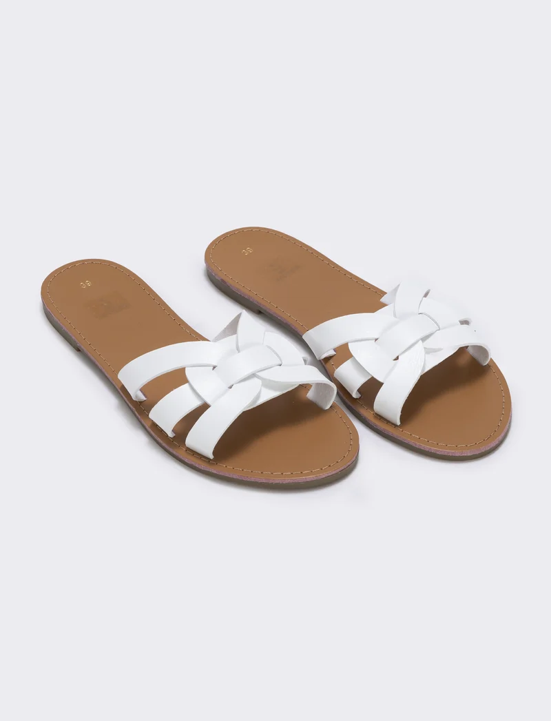 Mule da in poliuretano intrecciate - Bianco