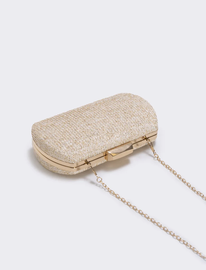 Borsetta rigida in paglia e lurex - Bianco natural