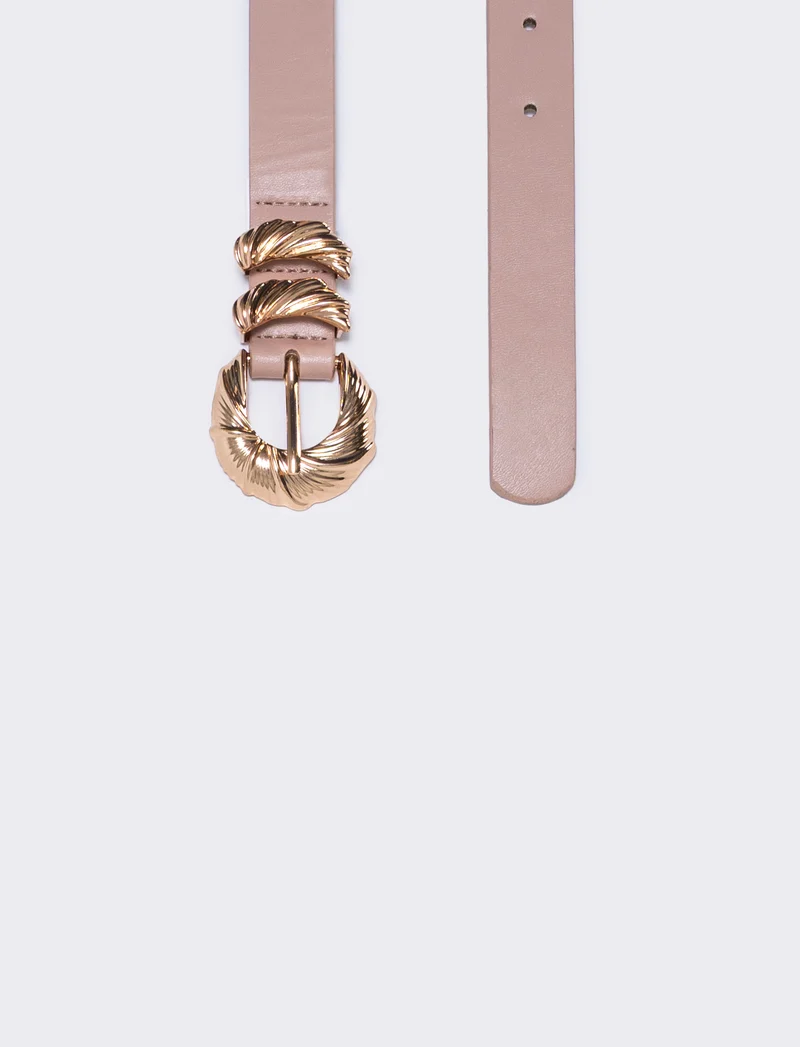 Cintura doppio passante in metallo - Beige