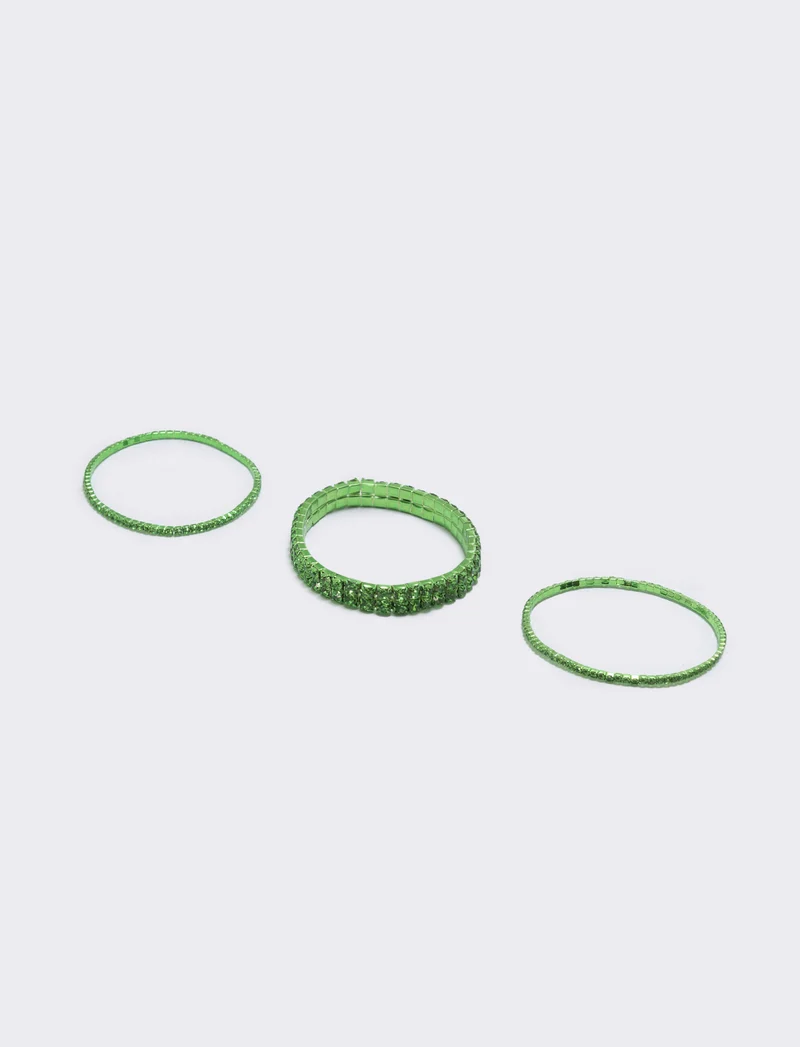 Bracciale elastico con strass - Verde