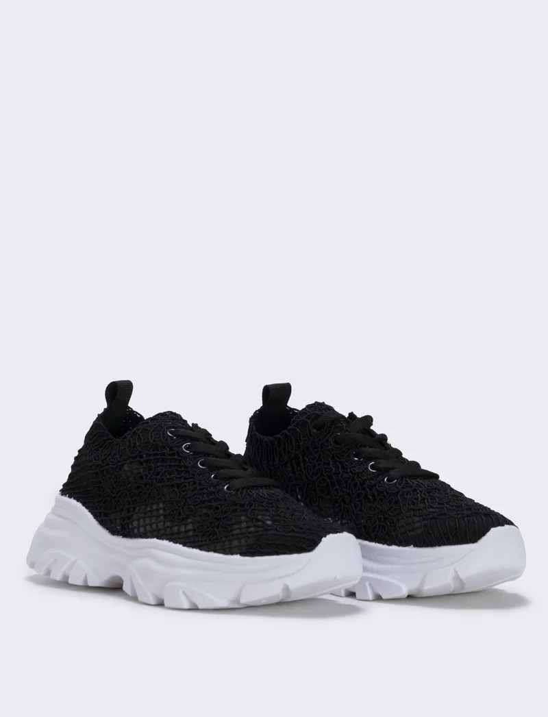 Sneakers effetto macramè colorate - Nero