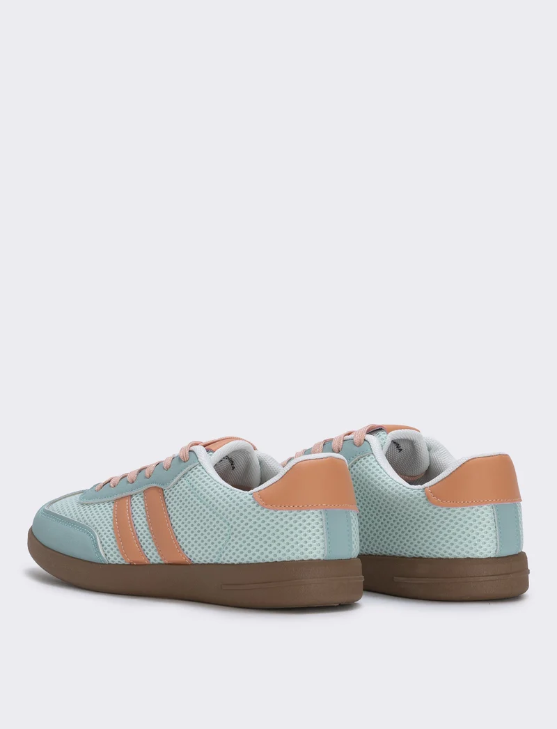 Sneakers da in poliuretano a contrasto - Celeste