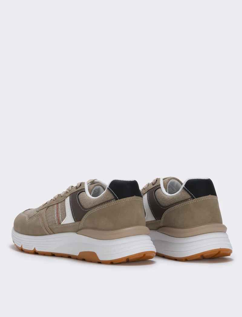 Sneakers casual da uomo in tessuto e poliuretano - Cammello
